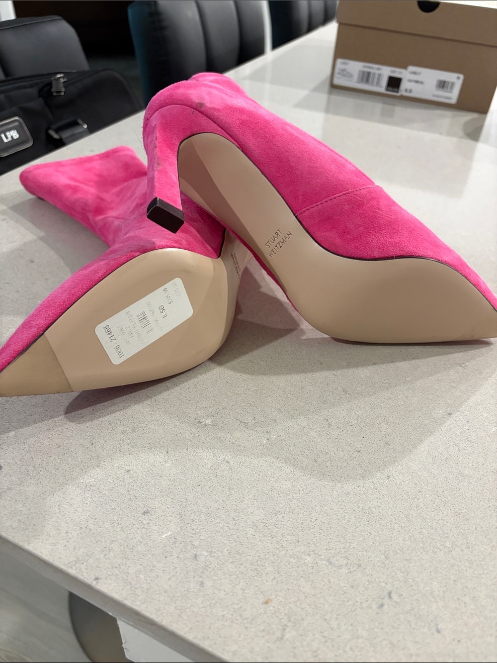 Stuart Weitzman hot pink suede sock booties 6.5 brand new never worn - Picture 3 of 5
